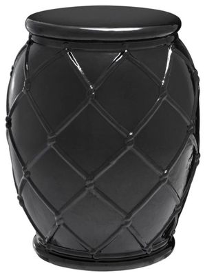 Casa Padrino Keramik Trommel Antik Schwarz Ø 35 x H. 46 cm - Luxus Kollektion