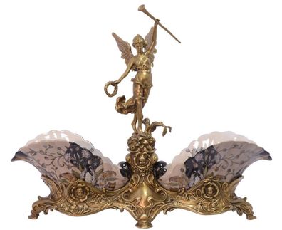 Casa Padrino Jugendstil Schale Mehrfarbig / Messingfarben 56,5 x 19 x H. 46,5 cm - Ba