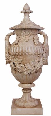 Casa Padrino Antik Stil Gartenpokal Garten Ornament - Gusseisen - Altweiss Antikstil