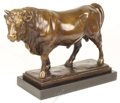 Casa Padrino Luxus Bronzefigur Stier Bronze / Grau H. 33,5 cm - Dekofigur Skulptur mi