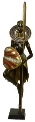 Casa Padrino Luxus Deko Bronze Skulptur Massai Kriegerin Schwarz / Mehrfarbig / Gold