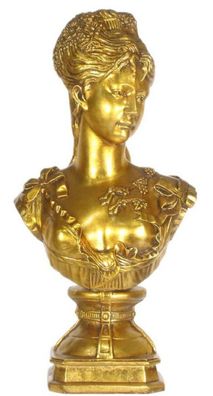 Casa Padrino Barock Damen Büste Gold 37 x 22 x H. 70 cm - Dekofigur im Barockstil