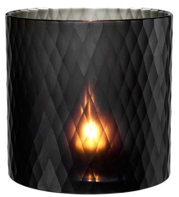 Casa Padrino Glas Teelichthalter Schwarz Ø 20 x H. 20 cm - Luxus Windlicht