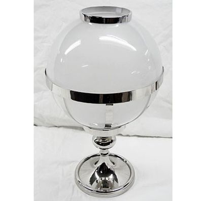 Casa Padrino Laterne Messing vernickelt / Glas Vintage Kugel Design H41 cm- Kerzenle