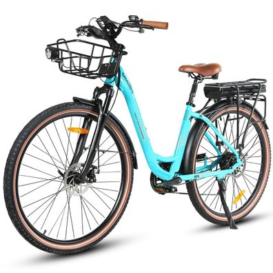 E-Bike 28 Zoll City Fat Tire 250W 70Nm 36V 13Ah Damen Herren mit Korb und Sitz