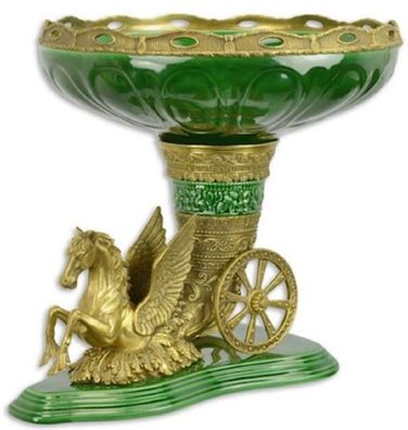 Casa Padrino Barock Blumenschale Grün / Messing 49,2 x 41 x H. 40,8 cm - Prunkvolle P