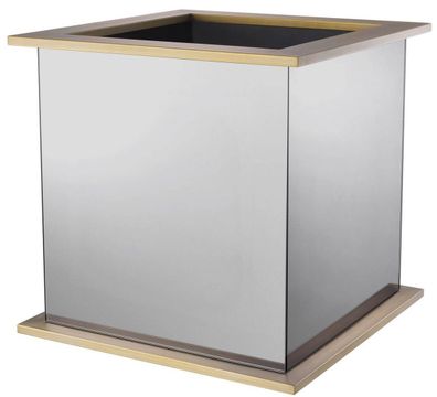 Casa Padrino Luxus Blumentopf Messingfarben / Grau 50 x 50 x H. 49 cm - Verspiegelter