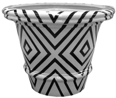 Casa Padrino Luxus Blumentopf Weiß / Schwarz Ø 79 x H. 63 cm - Handgefertigter & Hand