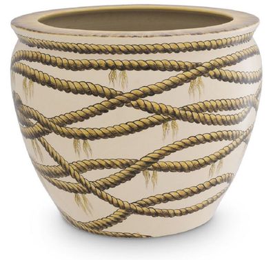 Casa Padrino Luxus Blumentopf Beige Ø 52 x H. 41,5 cm - Handbemalter Porzellan Pflanz