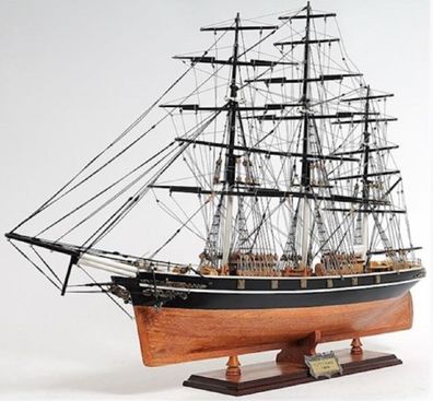 Casa Padrino Luxus Segelschiff Cutty Sark mit Massivholz Ständer Schwarz / Braun 87 x
