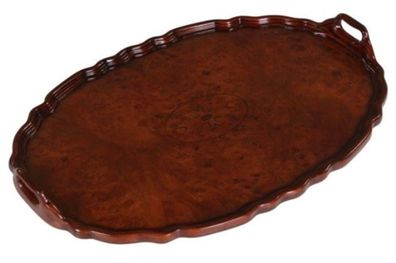 Casa Padrino Mahagoni Tablett / Serviertablett Braun 66,5 x 44,5 x H. 6,2 cm - Luxus