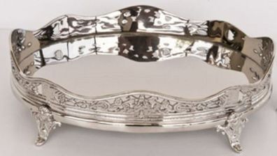 Casa Padrino Luxus Messing Serviertablett Oval Silber 32,5 x 24 x H. 10 cm - Hotel