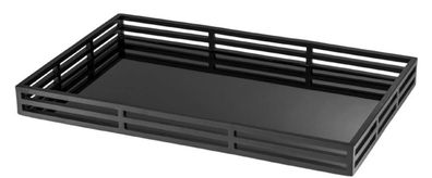 Casa Padrino Luxus Serviertablett Mattschwarz / Schwarz 56 x 36 x H. 5 cm - Edelstahl