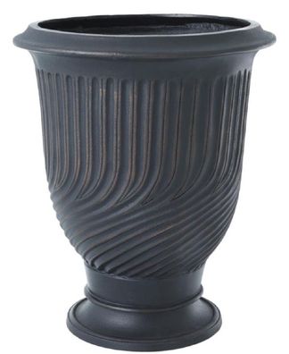 Casa Padrino Luxus Blumentopf Antik Bronze Ø 48 x H. 56 cm - Runder Aluminium Pflanze