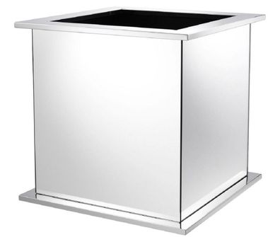 Casa Padrino Luxus Blumentopf Silber 50 x 50 x H. 49 cm - Edelstahl Pflanzentopf mit