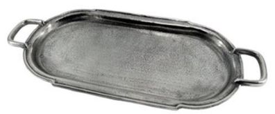 Casa Padrino Serviertablett Silber Raw Finish 60 x 26 cm - Ovales Aluminium Tablett m