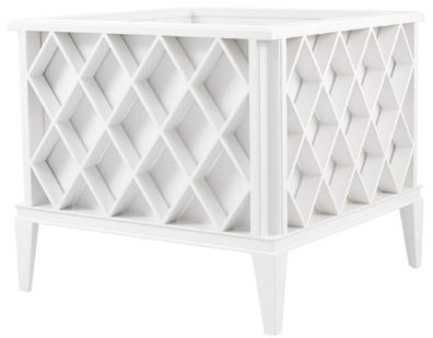 Casa Padrino Luxus Blumentopf Weiß 76 x 76 x H. 69 cm - Edler Aluminium Pflanzentopf