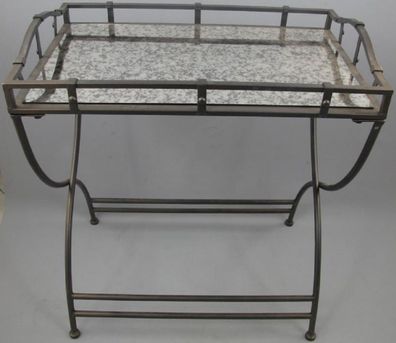 Casa Padrino Jugendstil Serviertisch mit antikem Spiegelglas Schwarz 70 x 46 x H. 80