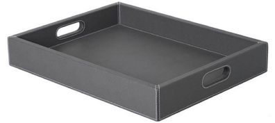 Casa Padrino Luxus Tablett Graphitfarben 46 x 35 x H. 7 cm - Rechteckiges Serviertabl