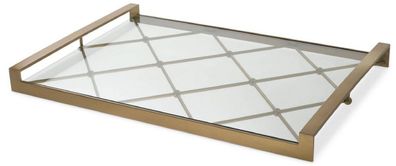 Casa Padrino Luxus Serviertablett Messingfarben 48 x 34 x H. 4 cm - Edelstahl Tablett