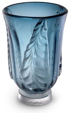 Casa Padrino Luxus Deko Glas Vase Blau Ø 24,5 x H. 35 cm - Elegante mundgeblasene Blu