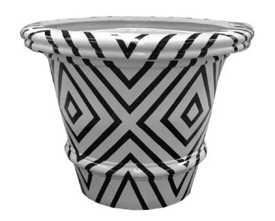 Casa Padrino Luxus Blumentopf Weiß / Schwarz Ø 54 x H. 44,5 cm - Handgefertigter & Ha