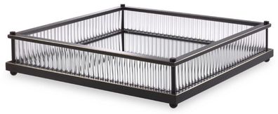 Casa Padrino Luxus Serviertablett Bronzefarben 39,5 x 39,5 x H. 9 cm - Verspiegeltes