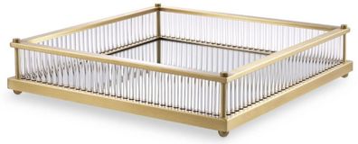 Casa Padrino Luxus Serviertablett Antik Messingfarben 39,5 x 39,5 x H. 9 cm - Verspie
