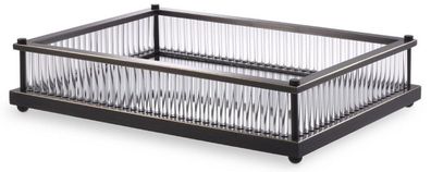 Casa Padrino Luxus Serviertablett Bronzefarben 39,5 x 28,5 x H. 9 cm - Verspiegeltes