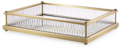 Casa Padrino Luxus Serviertablett Antik Messingfarben 39,5 x 28,5 x H. 9 cm - Verspie