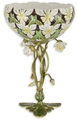 Casa Padrino Jugendstil Blumenschale Mehrfarbig / Gold Ø 20 x H. 31,2 cm - Porzellan