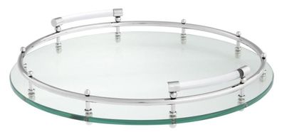 Casa Padrino Luxus Tablett / Serviertablett Silber Ø 40 x H. 7 cm - Gastronomie Acces