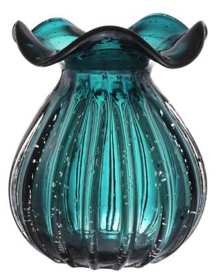 Casa Padrino Glas Vase / Blumenvase Grün Ø 23 x H. 27 cm - Luxus Wohnzimmer Deko