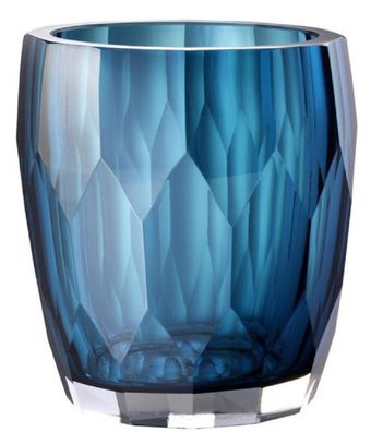 Casa Padrino Luxus Deko Glas Vase Blau Ø 12 x H. 14 cm - Luxus Qualität