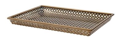 Casa Padrino Luxus Serviertablett Antik Messingfarben 40,5 x 30,5 x H. 3,5 cm - Gastr