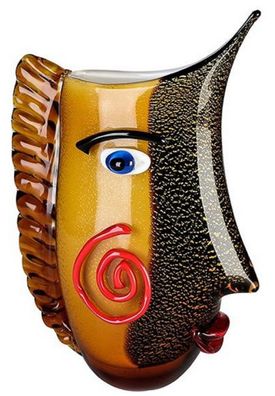 Casa Padrino Designer Glasvase Mehrfarbig 21 x 10 x H. 31 cm - Dekovase - Blumenvase