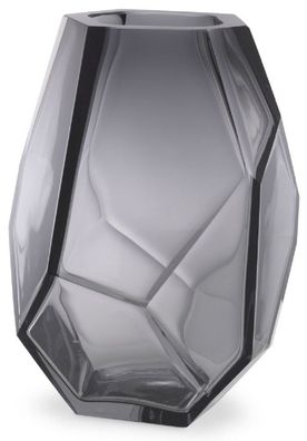 Casa Padrino Luxus Deko Glas Vase Grau 18 x 16 x H. 22 cm - Elegante mundgeblasene Bl