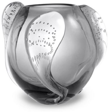 Casa Padrino Luxus Deko Glas Vase Grau Ø 32 x H. 28 cm - Elegante mundgeblasene Blume