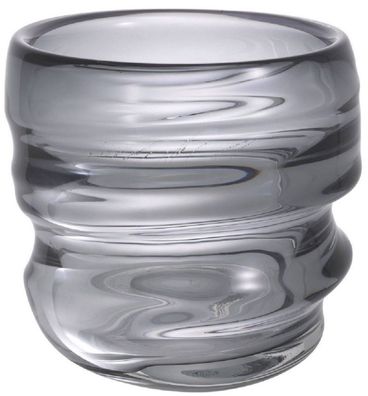 Casa Padrino Luxus Deko Glas Vase Grau Ø 22 x H. 24 cm - Elegante mundgeblasene Blume