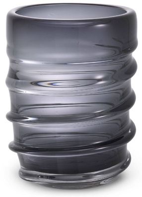 Casa Padrino Luxus Deko Glas Vase Grau Ø 22 x H. 30 cm - Elegante mundgeblasene Blume