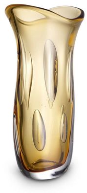 Casa Padrino Luxus Deko Glasvase Orange 19 x 14 x H. 39 cm - Elegante Blumenvase aus