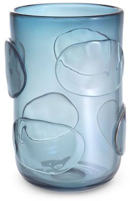Casa Padrino Luxus Deko Glas Vase Blau Ø 23 x H. 34 cm - Elegante mundgeblasene Blume