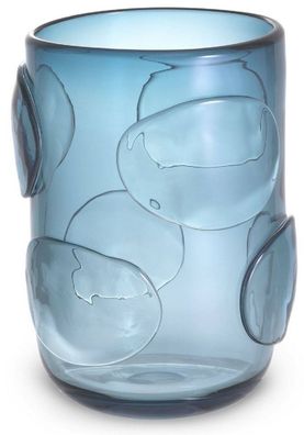 Casa Padrino Luxus Deko Glas Vase Blau Ø 19 x H. 27 cm - Elegante mundgeblasene Blume