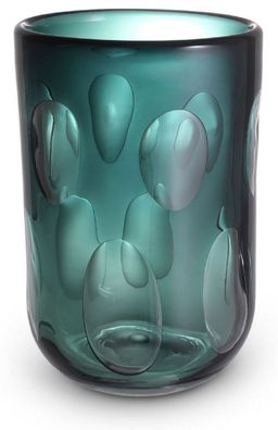 Casa Padrino Luxus Deko Glas Vase Grün Ø 23,5 x H. 33 cm - Elegante mundgeblasene Blu