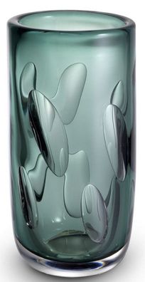 Casa Padrino Luxus Deko Glas Vase Grün Ø 14 x H. 29 cm - Elegante mundgeblasene Blume