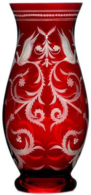 Casa Padrino Luxus Deko Glas Vase Rot / Silber Ø 14 x H. 30 cm - Handgefertigte und h