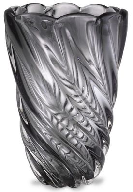 Casa Padrino Luxus Deko Glas Vase Grau Ø 20,5 x H. 29 cm - Mundgeblasene Blumenvase