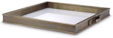Casa Padrino Luxus Serviertablett Vintage Messingfarben 55 x 50 x H. 5 cm - Quadratis