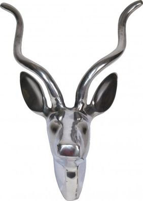 Casa Padrino Designer Geweih Deko Bock aus poliertem Aluminium - Wandfigur - Geweih