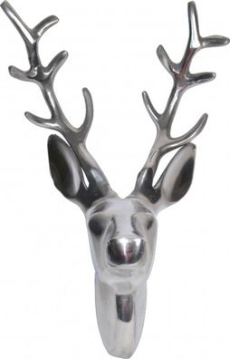 Casa Padrino Designer Geweih Deko Wand Hirsch Figur aus poliertem Aluminium - Wandfig